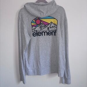Element Future Is Nature Waffle Hoodie Mens Large Gray Mountain Graphic Skater